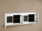 Rowan Wood TV Stand Unit Sideboard with Reeded Glass Doors Entrance Cabinet Modern Modular Media Console Storage Cabinet