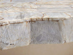 Petra Round Dining Table with Petrified Wood/Natural Stone and Iron Base