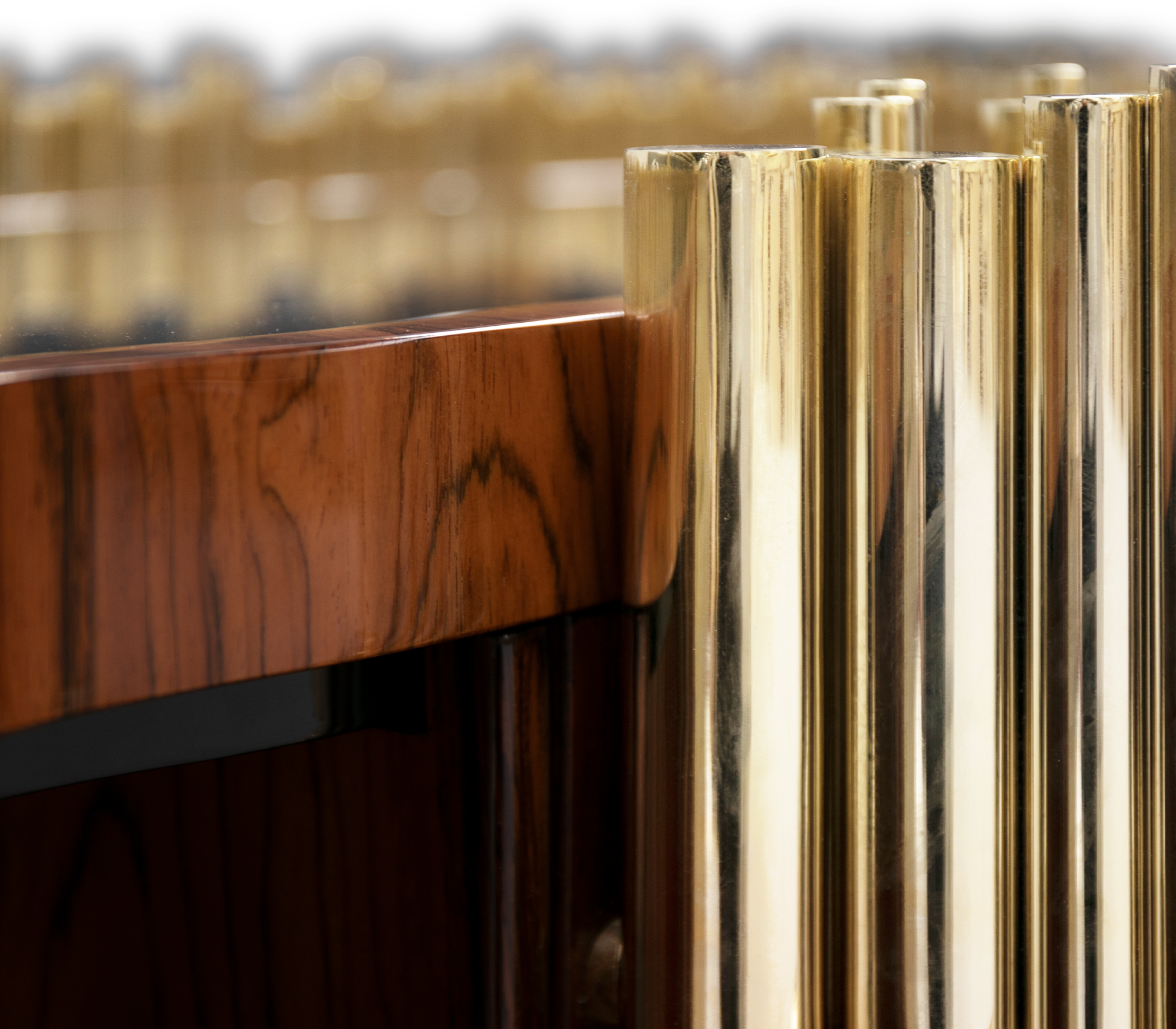 Luxury Brass Sideboard Cabinet with Sculptural Doors & Hidden Storage