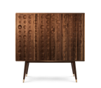 Luxury Walnut Bar Cabinet with Brass Accents & Hidden Storage