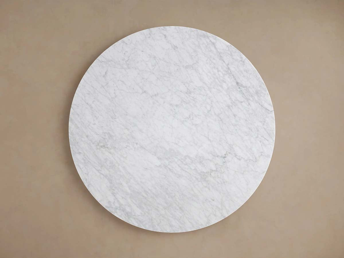 Saint Germain Round Dining Table with Marble Top Wood Dauphine Base