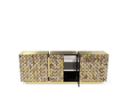 Luxury Anodized Metal Sideboard Cabinet with Pixel-Inspired Design & Hidden Storage