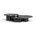 Luxury Calacatta Marble Coffee Table with Black Sculptural Base & Modern Design