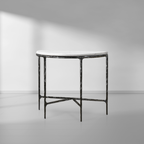 Thaddeus Metal Semi-Circle Marble Console Table Hand-Forged Entryways Entrance Table