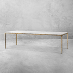 Thaddeus Metal Marble Rectangular Dining Table Hand-Forged Kitchen Table