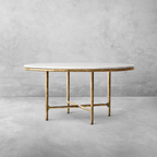 Thaddeus Metal Marble Round Dining Table Hand-Forged Kitchen Table