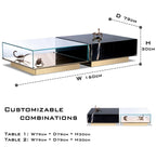 Luxury Coffee Table Set with Marble, Glass & Sculptural Gold Brass Design