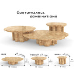 Luxury Patina Brass Coffee Table Set with Round Tiered Tops & Statement Design