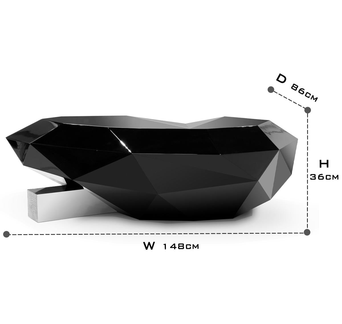 Luxury Geometric Coffee Table with Diamond-Inspired Design & High Gloss Finish