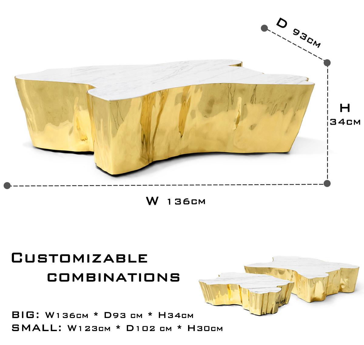 Luxury Patina Brass Coffee Table with Organic Sculptural Design & Handcrafted Finish