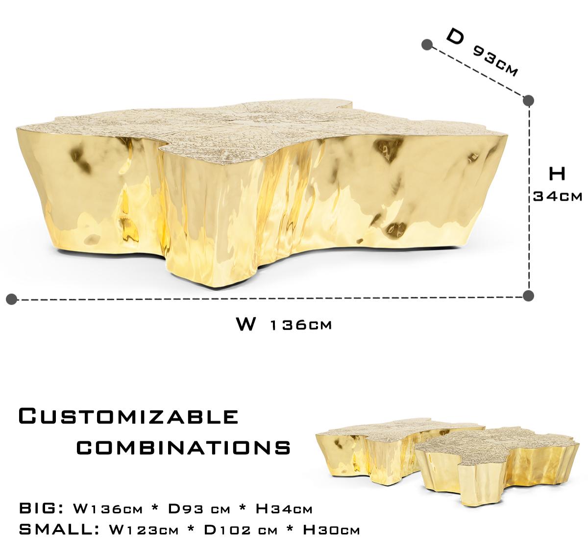 Luxury Patina Brass Coffee Table with Organic Sculptural Design & Handcrafted Finish