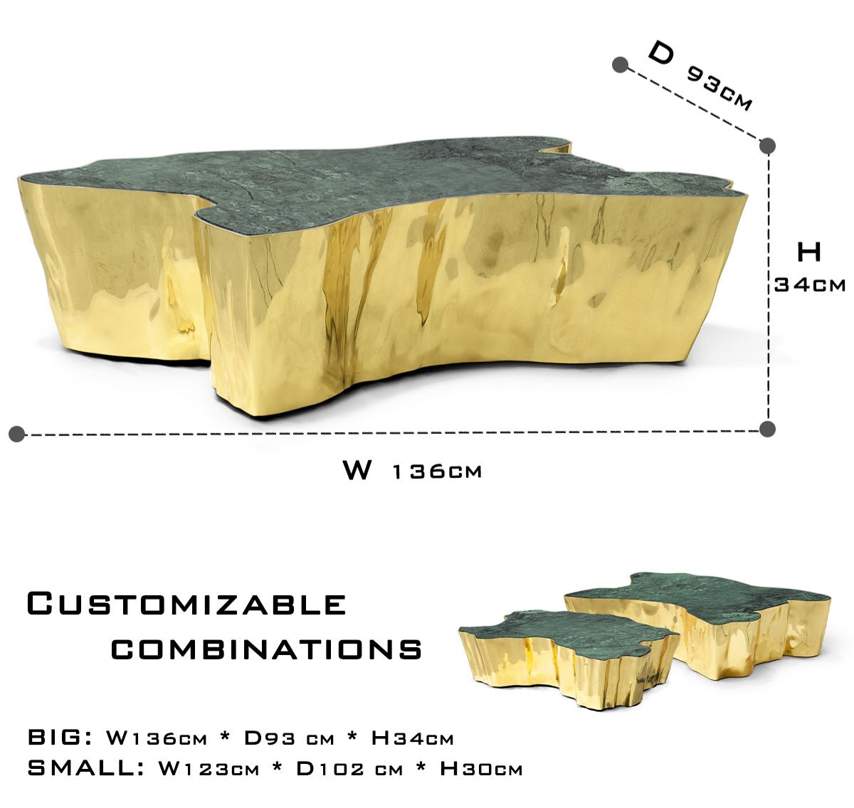 Luxury Patina Brass Coffee Table with Organic Sculptural Design & Handcrafted Finish