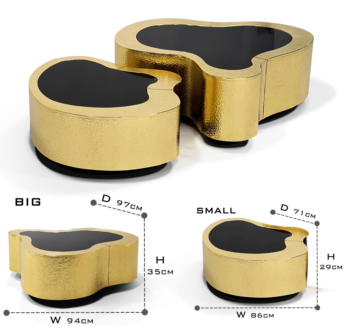 Luxury Hammered Brass Coffee Table with Wave Sculptural Design & Artisan Craftsmanship