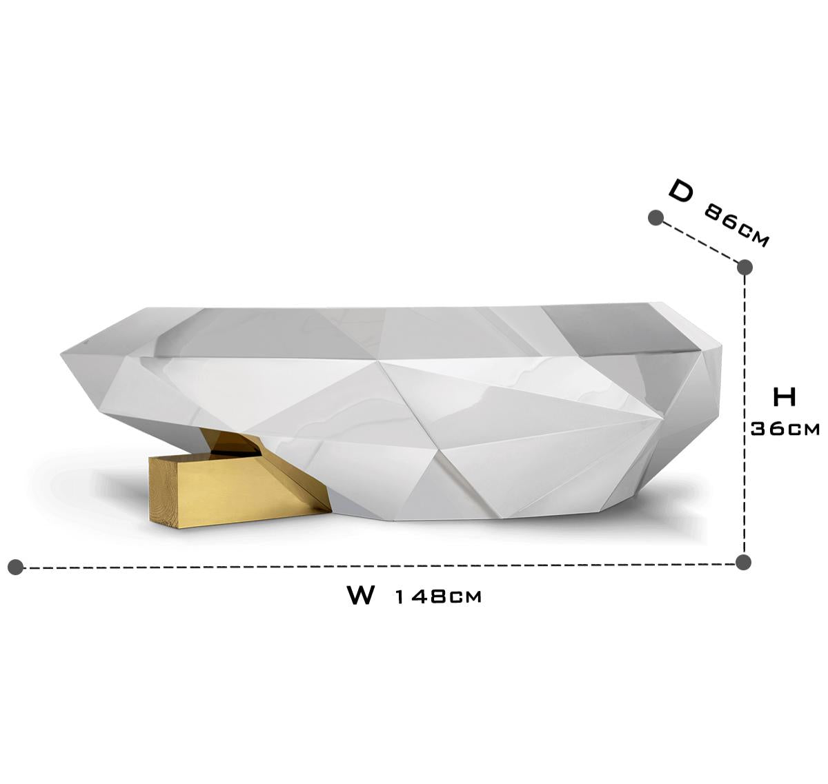 Luxury Geometric Coffee Table with Diamond-Inspired Design & High Gloss Finish