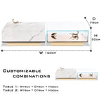 Luxury Coffee Table Set with Marble, Glass & Sculptural Gold Brass Design