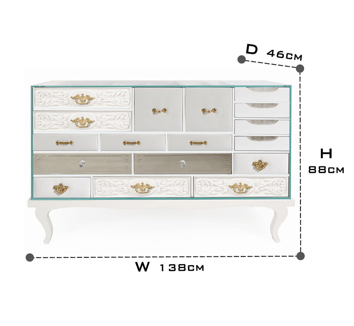 Luxury Patchwork Wood Sideboard Buffet Cabinet with Hidden Storage