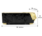 Luxury Black Sideboard Buffet Cabinet with Gold Leaf Details & Hidden Storage