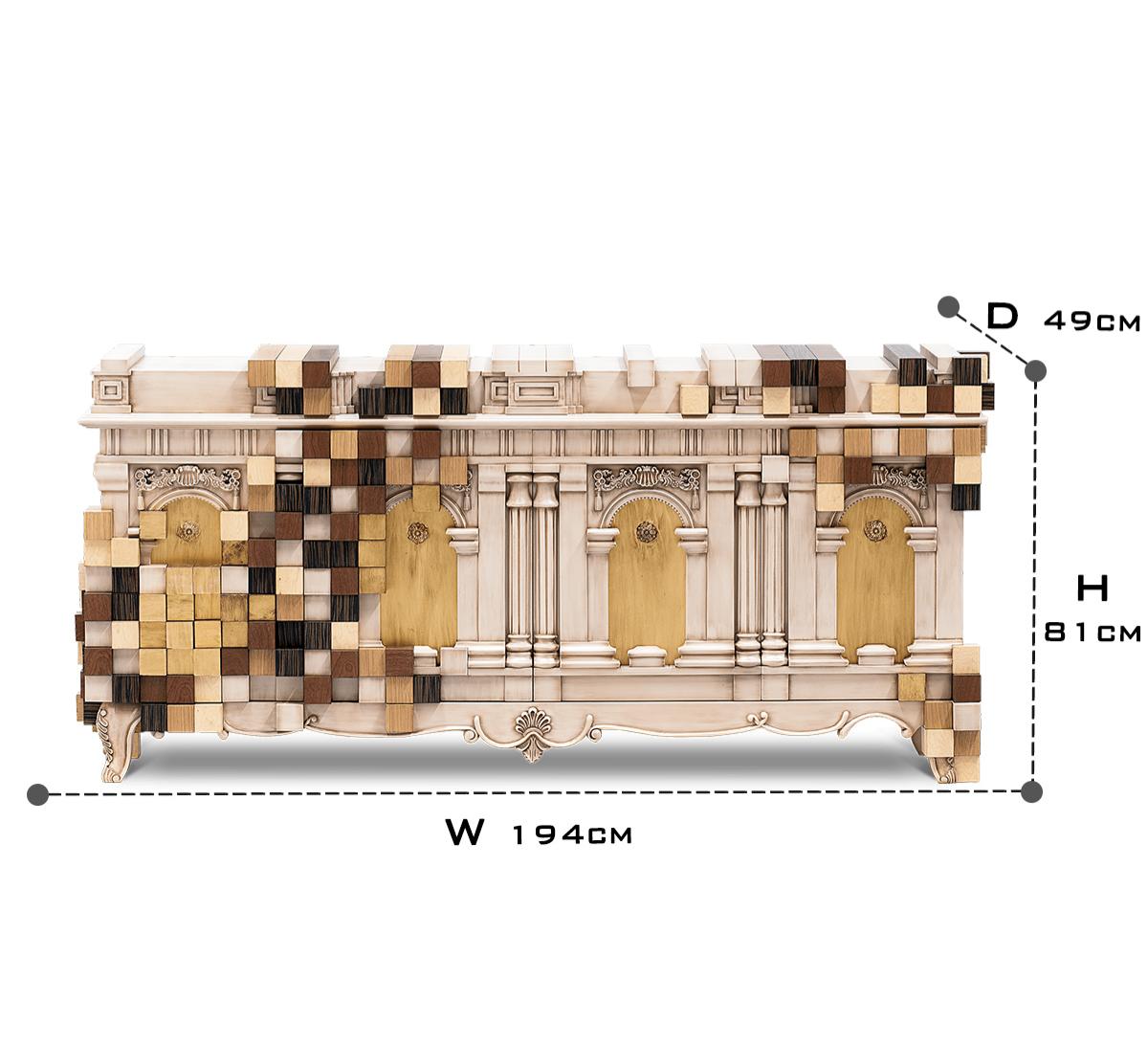 Luxury Mirrored Sideboard Buffet Cabinet with Gold Accents & Modern Storage