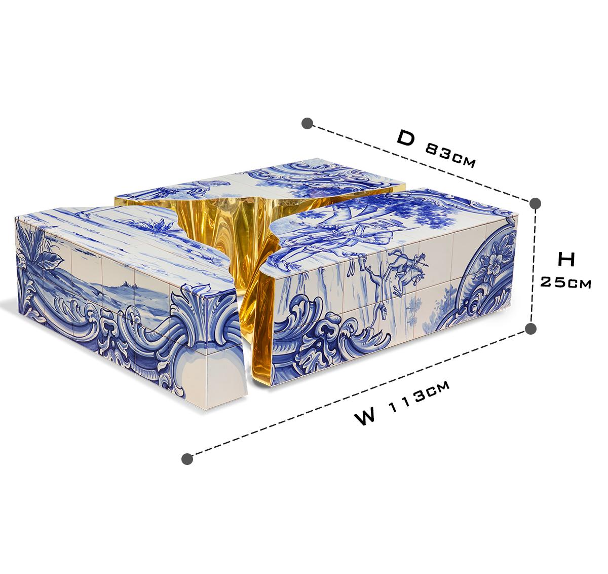 Luxury Coffee Table with Cracked Brass Sculptural Base & Smoked Glass Top