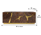 Luxury Black Gold Sideboard Cabinet with Sculptural Cracked Design