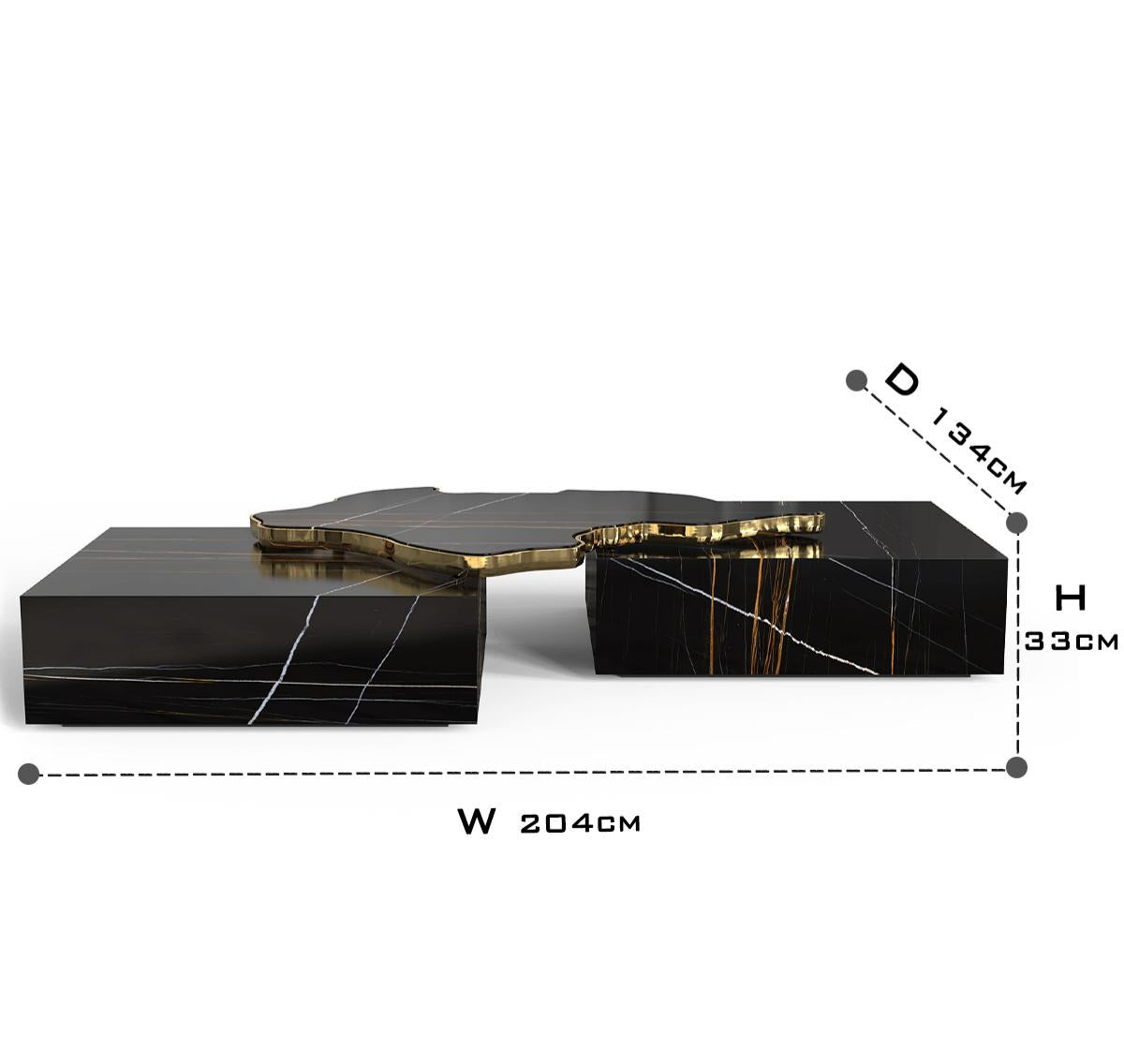 Luxury Black & White Coffee Table with Sculptural Design & High Gloss Finish