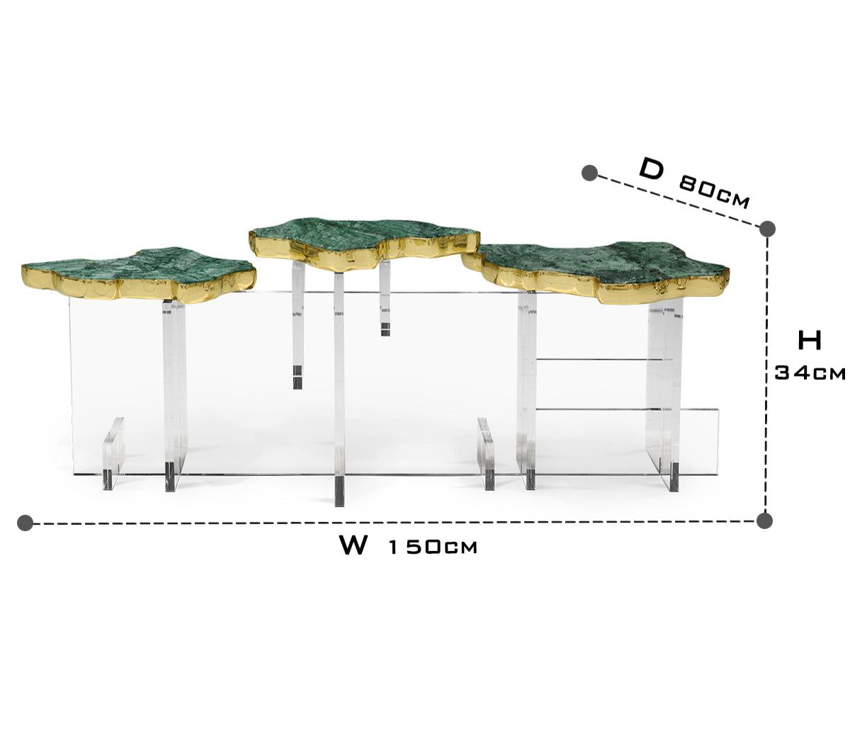 Luxury Designer Coffee Table with Hand-Painted Artistic Top & Sculptural Brass Base
