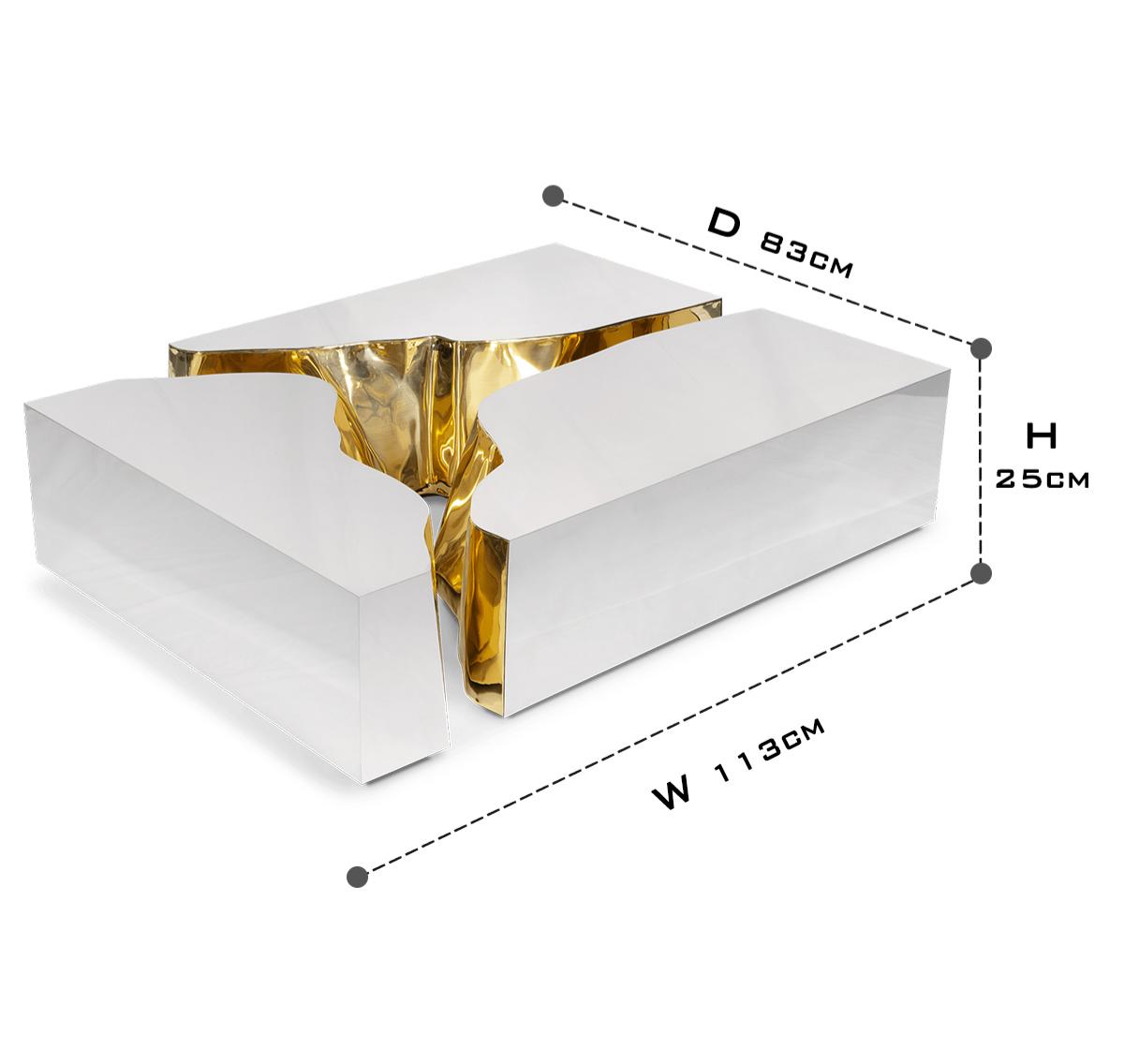 Luxury Coffee Table with Cracked Brass Sculptural Base & Smoked Glass Top