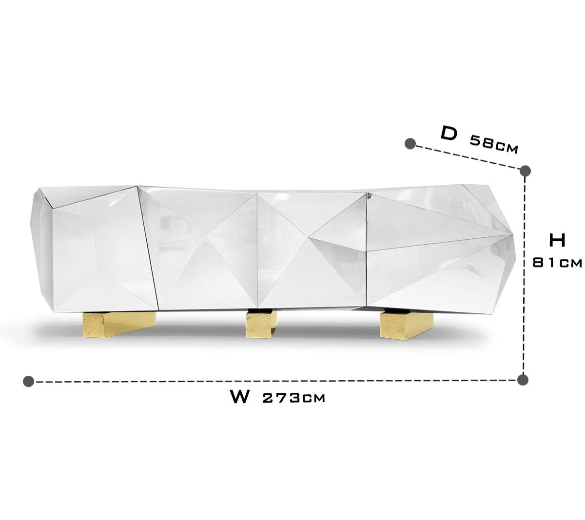 Luxury Diamond Sideboard Cabinet with Faceted Design & Hidden Storage