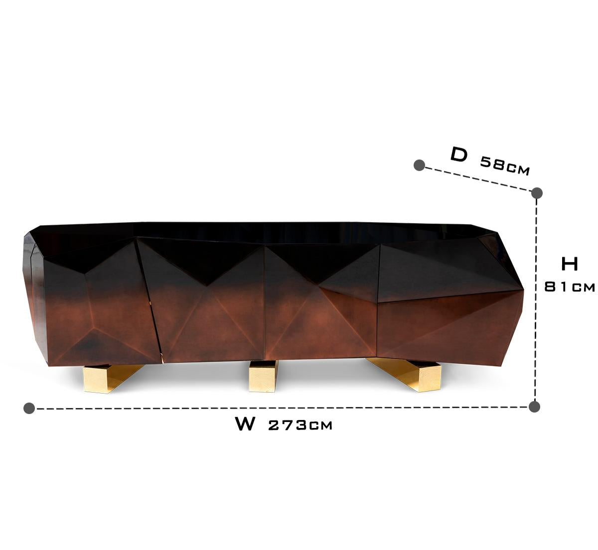 Luxury Diamond Sideboard Cabinet with Faceted Design & Hidden Storage