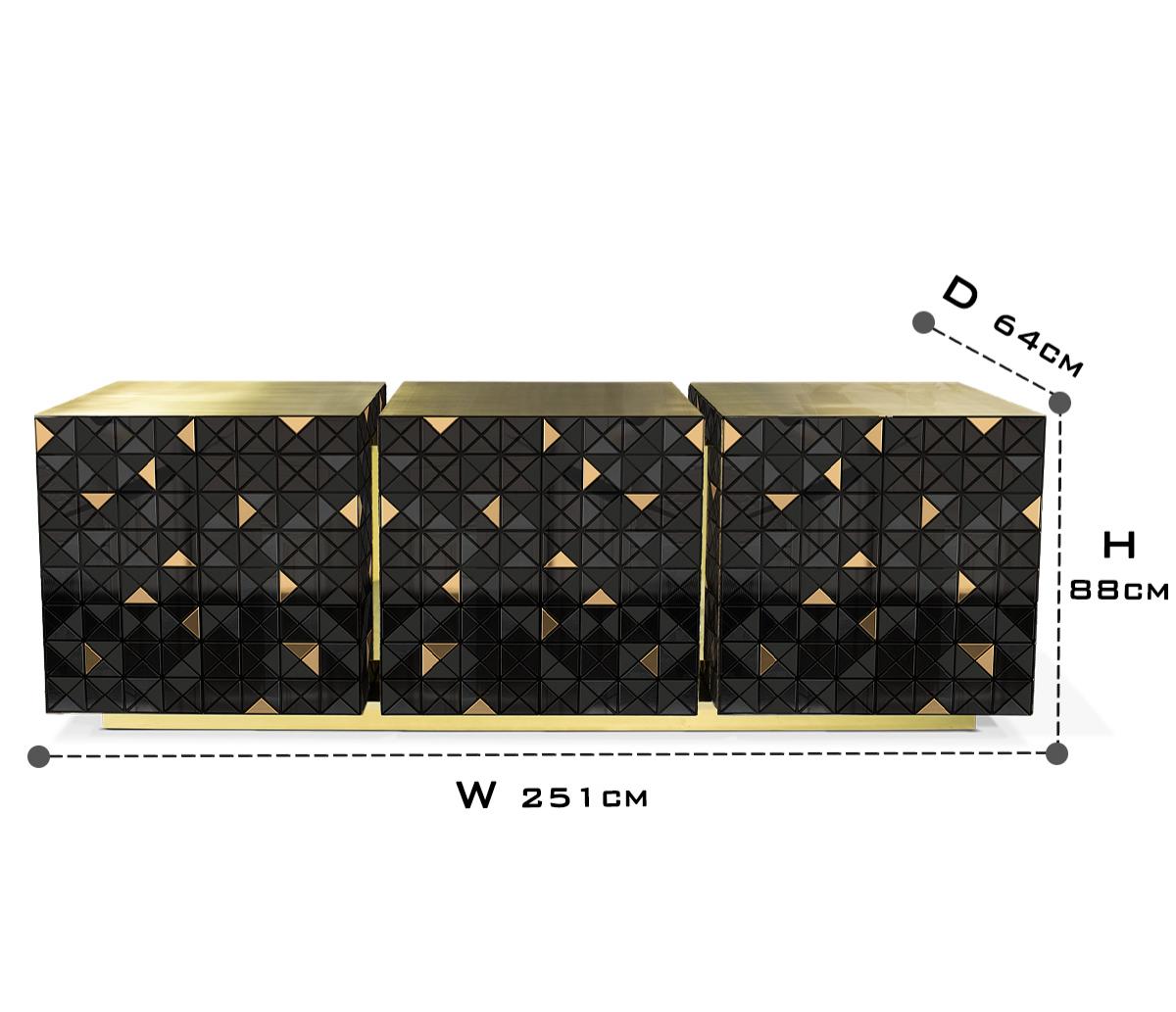 Luxury Anodized Metal Sideboard Cabinet with Pixel-Inspired Design & Hidden Storage