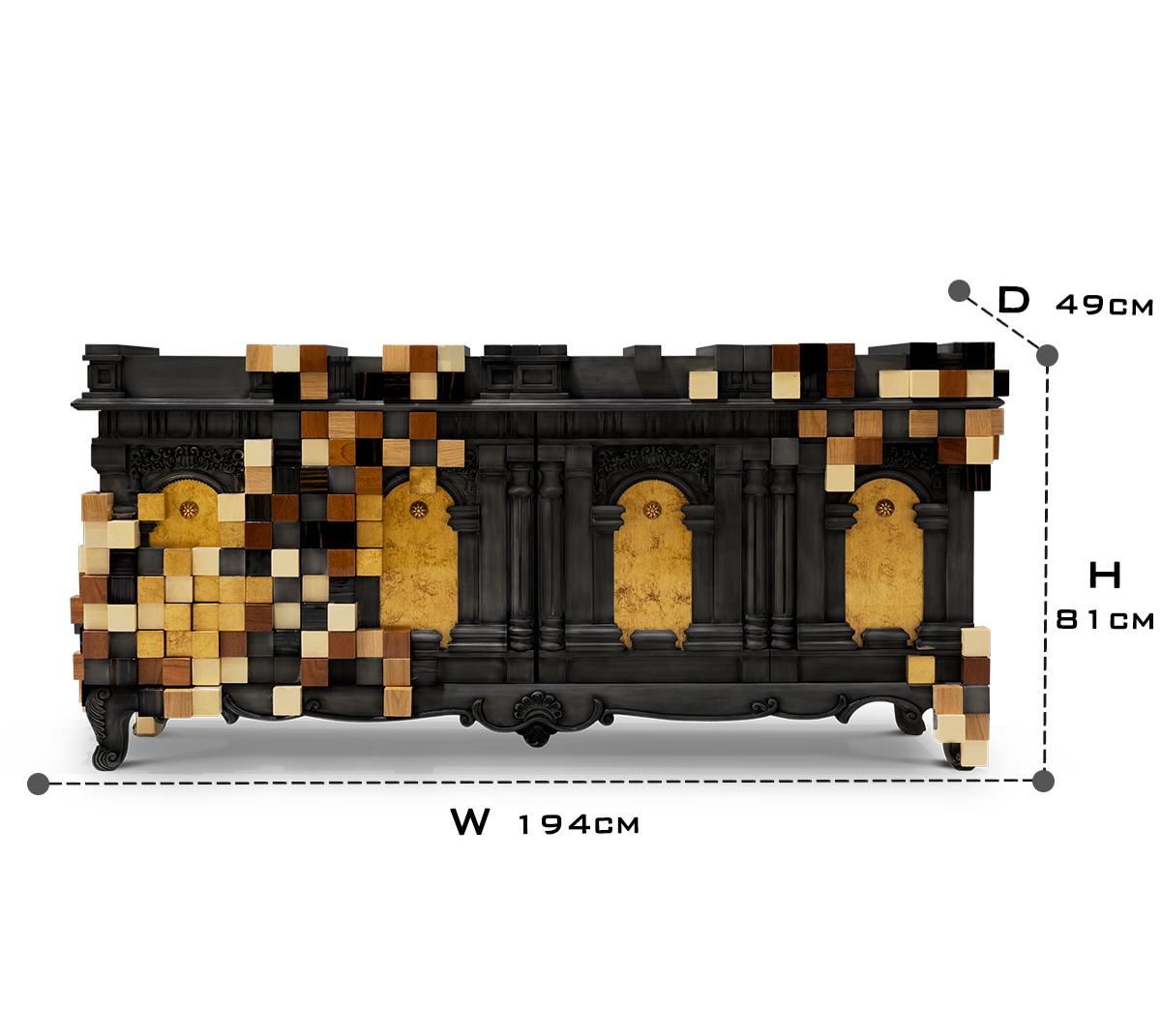 Luxury Mirrored Sideboard Buffet Cabinet with Gold Accents & Modern Storage