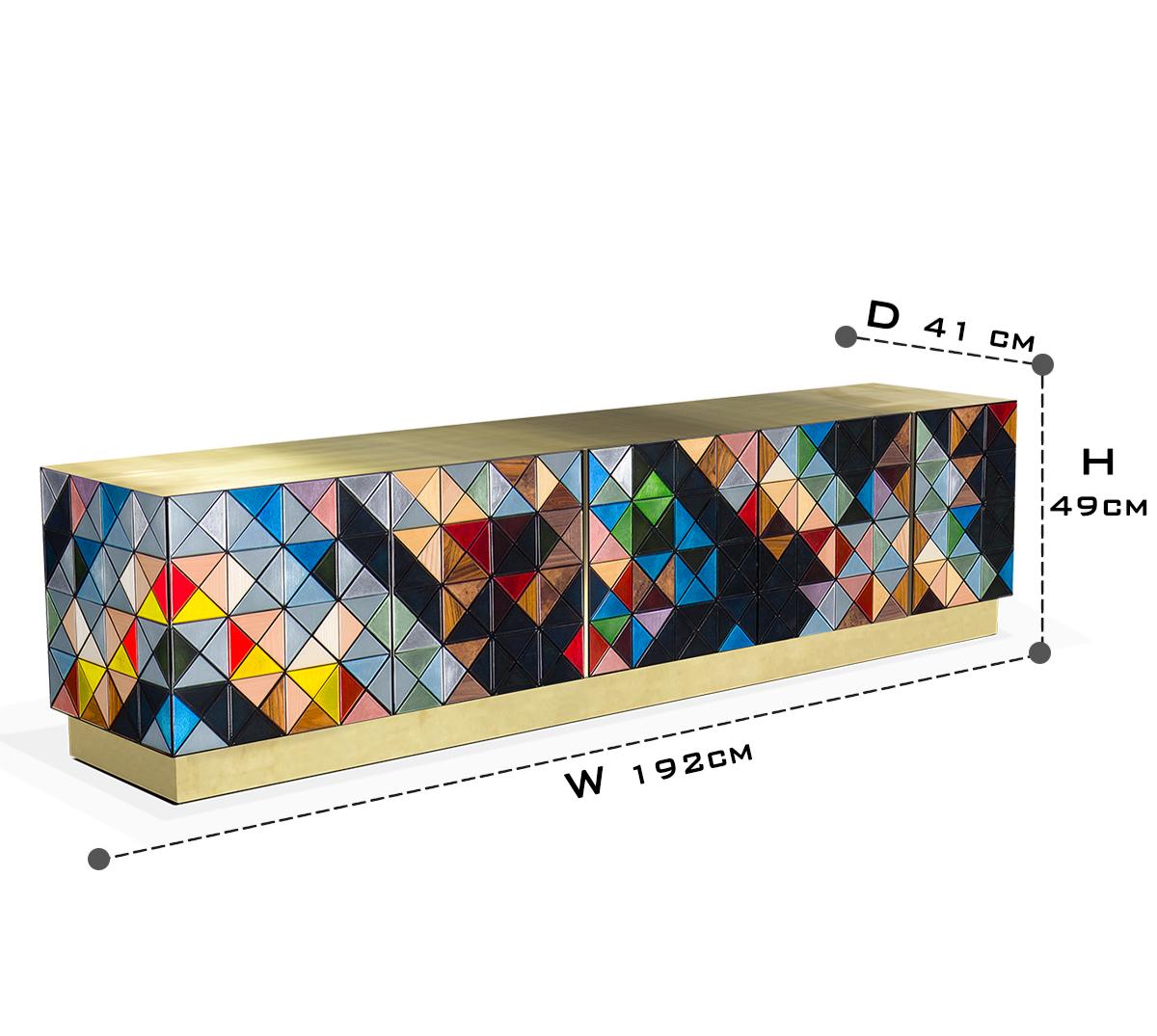 Luxury Walnut Media Console with Pixel-Inspired Design & Hidden Storage