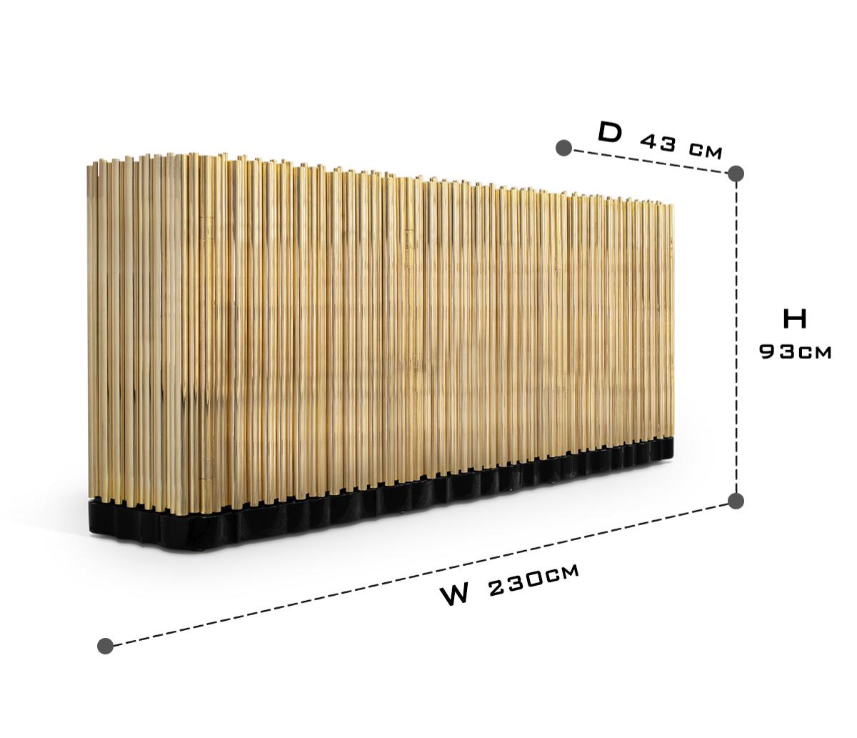 Luxury Brass Sideboard Cabinet with Sculptural Doors & Hidden Storage