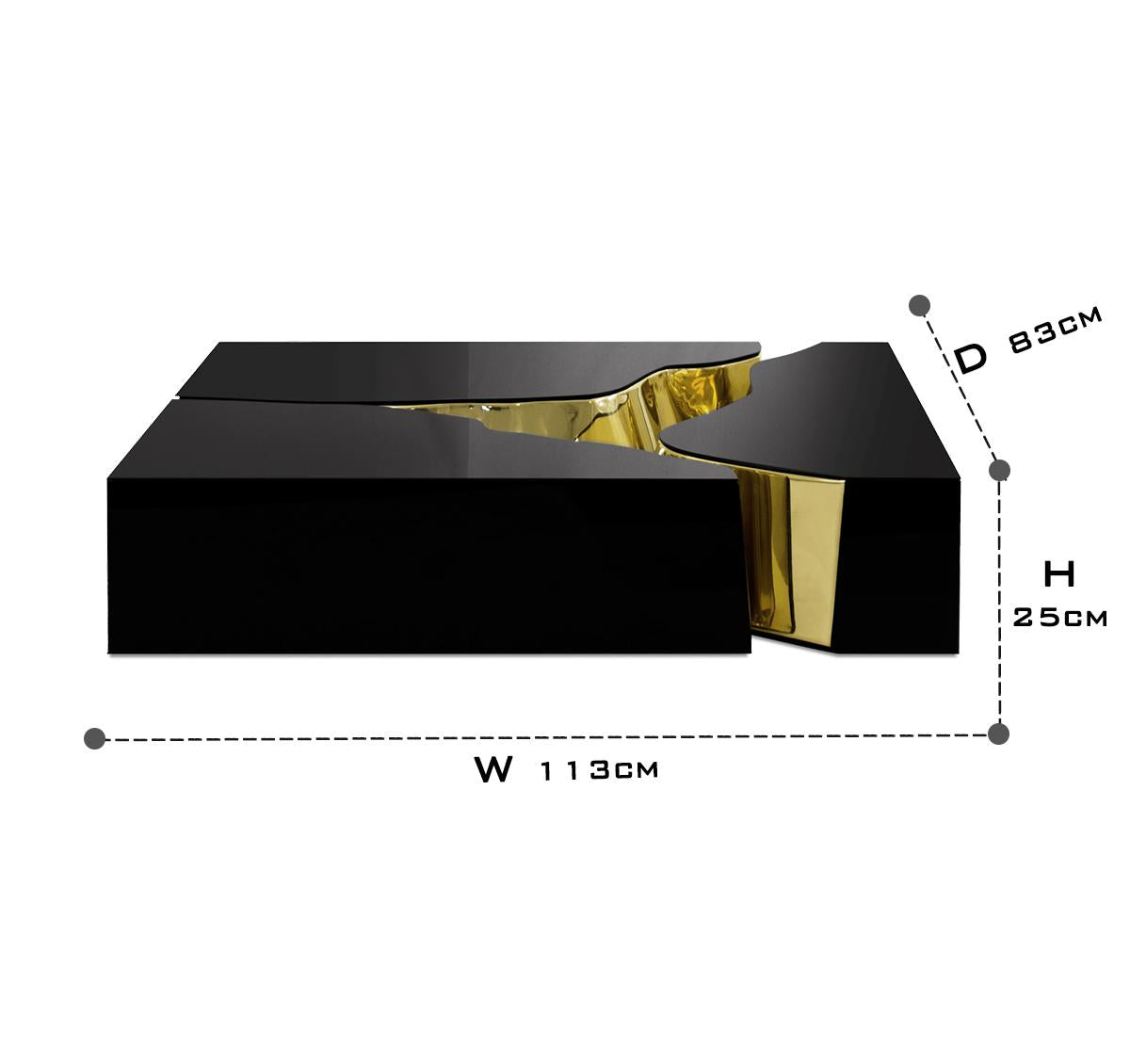Luxury Coffee Table with Cracked Brass Sculptural Base & Smoked Glass Top