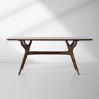Ambra Inset Glass Top Rectangle Dining Table Modern Wood Italian Design Dining Table