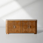 Kensley Grey Emperador Marmor Sideboard Holzbuffet Aufbewahrungsschrank