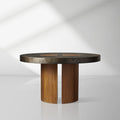 Acacius Round Reclaimed Yukas Wood Dining Table with Eco-Conscious Steel