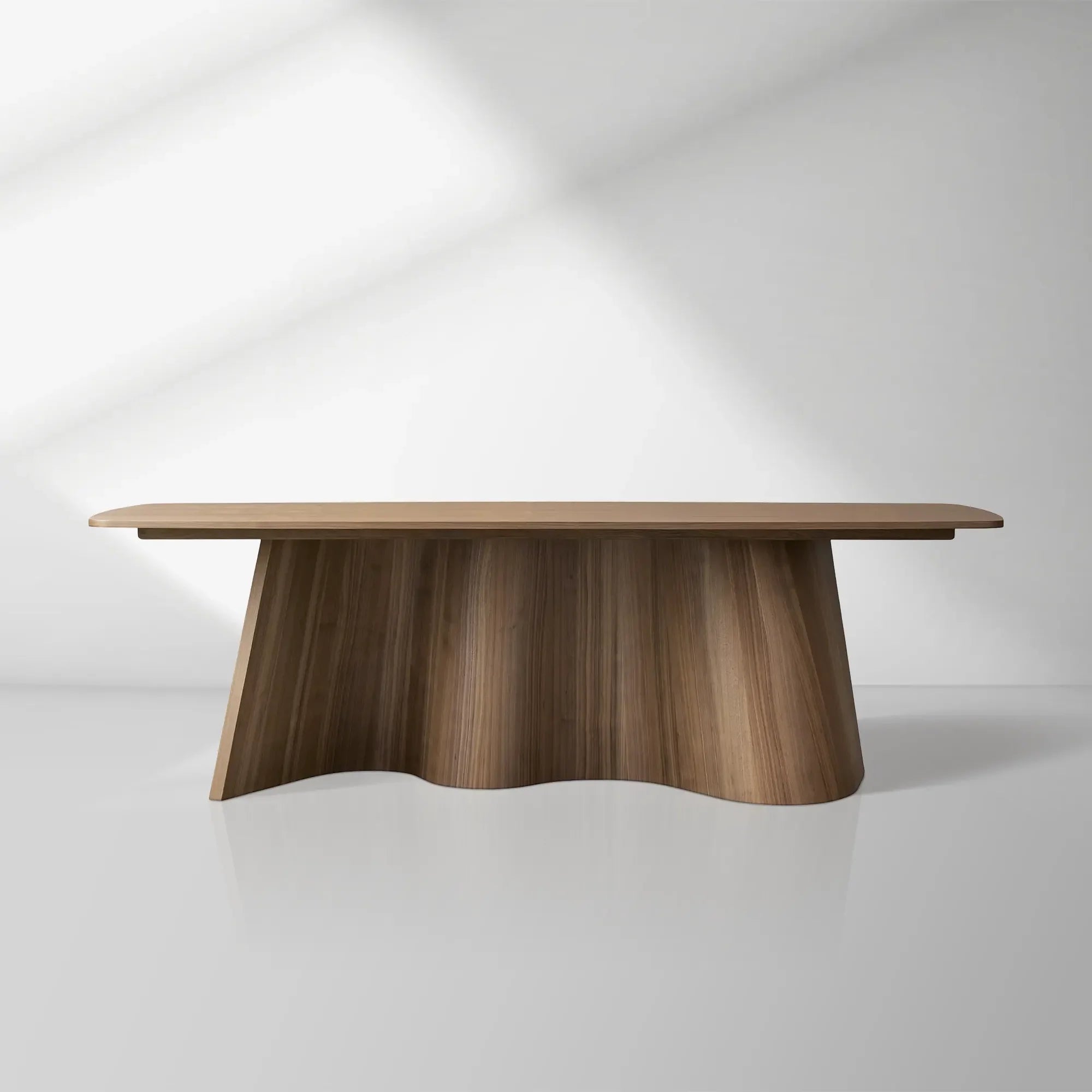 Cortina Boat-Shaped Dining Table American Walnut Wood Dining Table With Waved Base