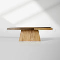 Almeria Sustainable Guanacaste Wood Dining Table Rectangle Oxidized Steel Dining Table