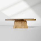 Almeria Sustainable Guanacaste Wood Dining Table Rectangle Oxidized Steel Dining Table