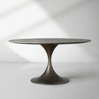 Aero Saint Germain Dining Table Round Marble Stone Tabletop Tulips Dining Table with Launette Steel Base