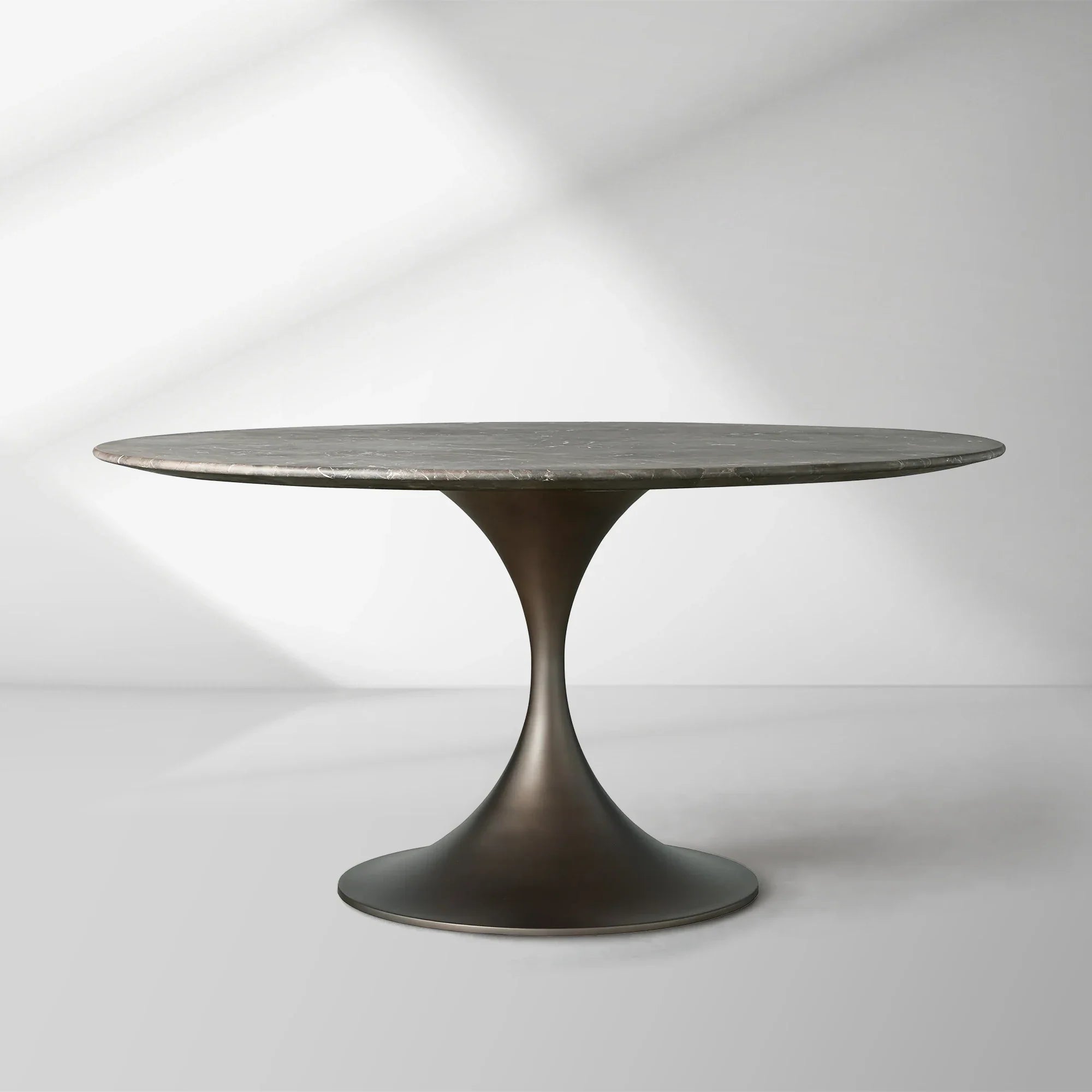Aero Saint Germain Dining Table Round Marble Stone Tabletop Tulips Dining Table with Launette Steel Base