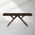 Powell Dual Expandable Wood Dining Table with Steel Base