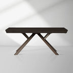 Powell Dual Expandable Wood Dining Table with Steel Base