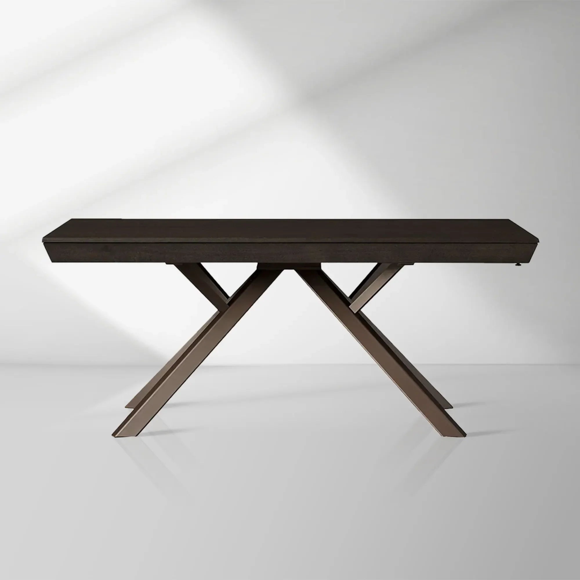 Powell Dual Expandable Wood Dining Table with Steel Base