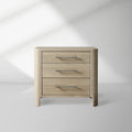 Calista Closed Oak Wood Nightstand with 2-Drawer Cabinet Wood Bedside Nightside Table
