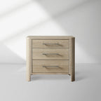 Calista Closed Oak Wood Nightstand with 2-Drawer Cabinet Wood Bedside Nightside Table