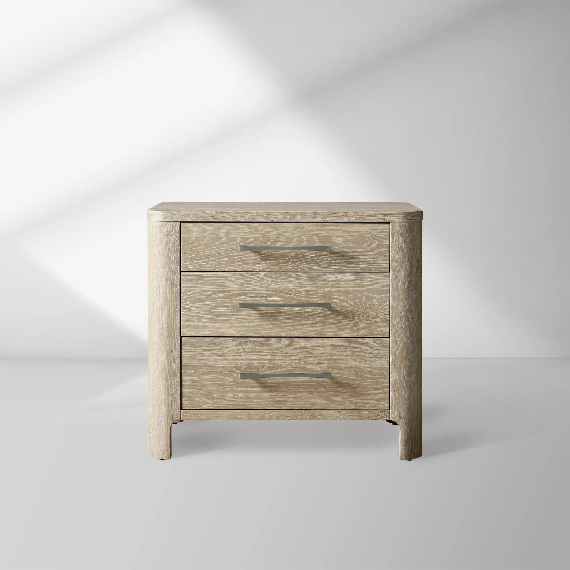 Calista Closed Oak Wood Nightstand with 2-Drawer Cabinet Wood Bedside Nightside Table