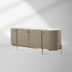 Canodi Cappuccino Marble Top Buffet Sideboard Luxury Leather Finish TV Cabinets Wood Storage Entryway Cabinets