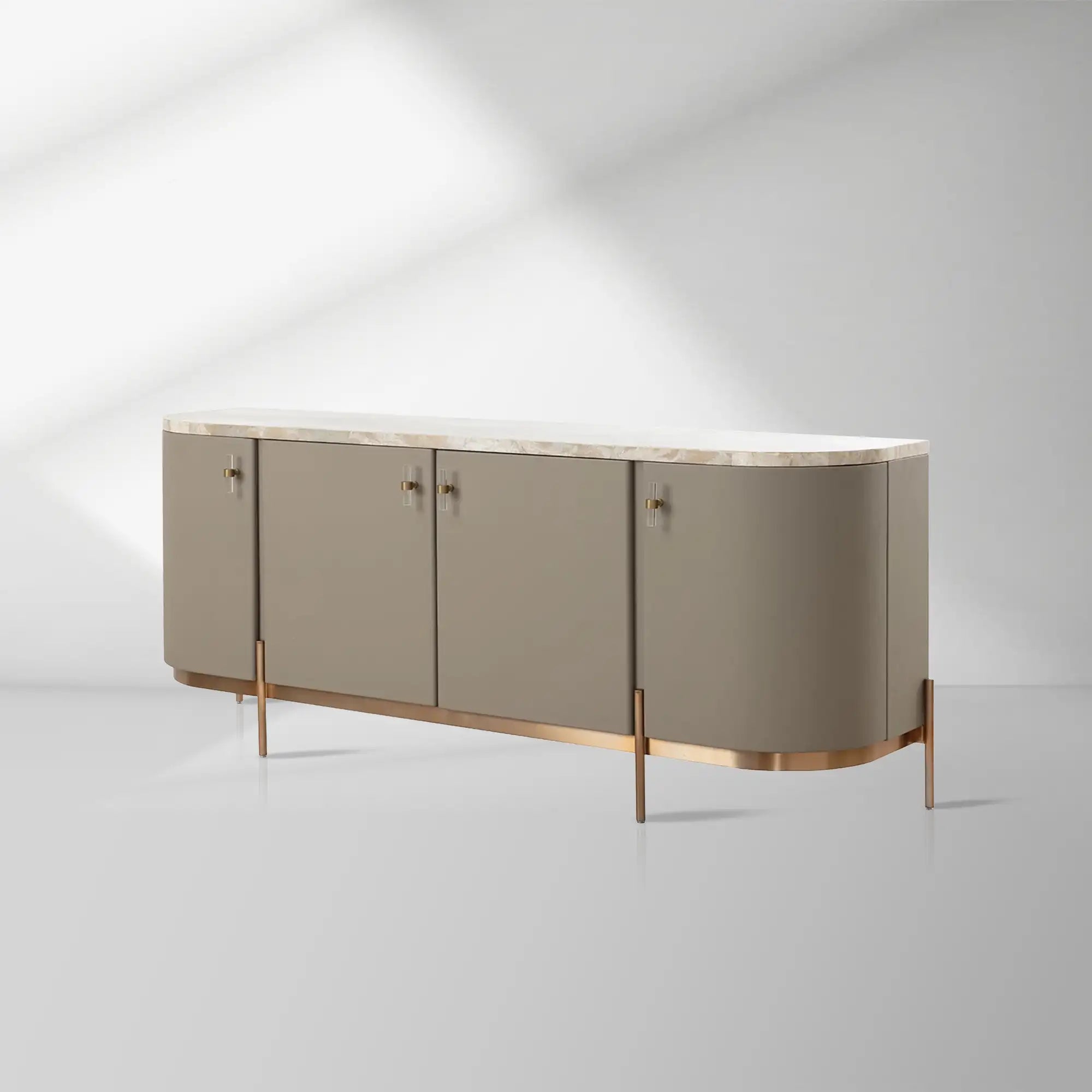 Canodi Cappuccino Marble Top Buffet Sideboard Luxury Leather Finish TV Cabinets Wood Storage Entryway Cabinets